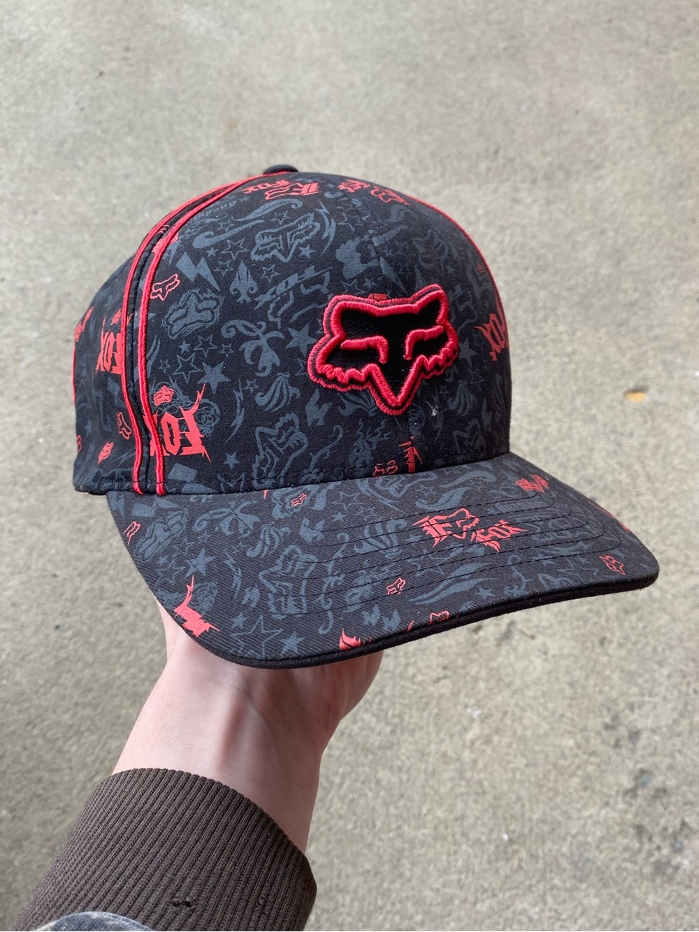 Y2k AOP Fox Racing Black & Red Logo Cap
